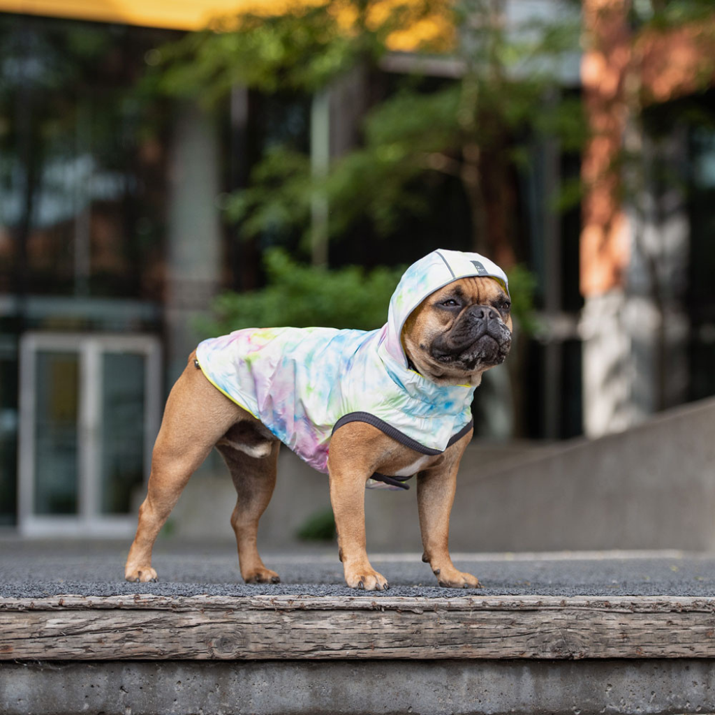 Reversible Raincoat Neon Yellow With Tie Dye
