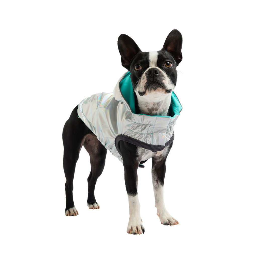 Reversible Raincoat Neon Aqua With Iridescent