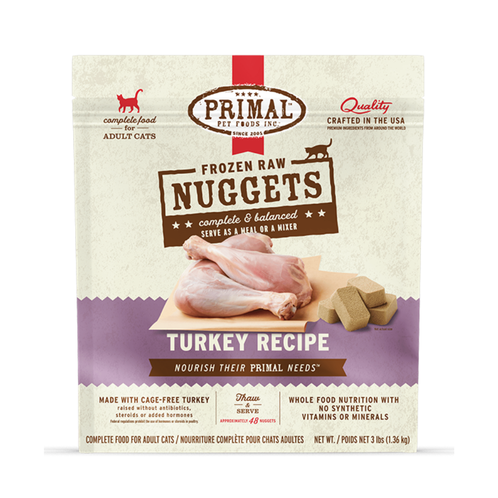 Primal Cat Raw Turkey Nuggets 3 lb