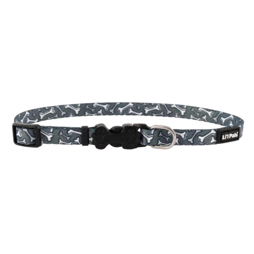 Li'l Pals Adjustable Collar Grey Bones