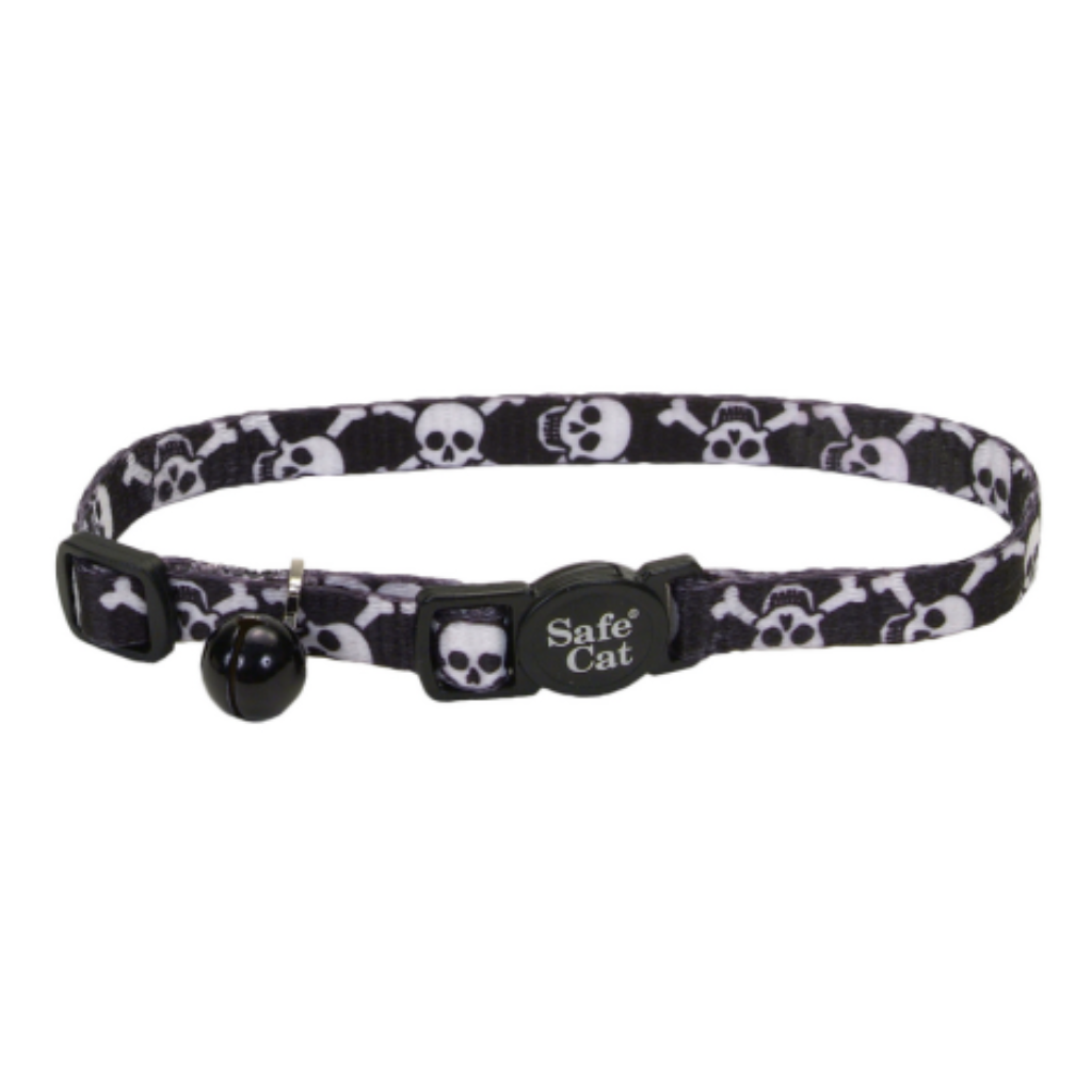 Fashion Adj Breakaway Collar Black Skulls