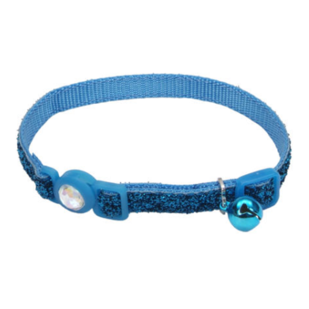 Jewel Buckle Adj Collar with Glitter Blue Lagoon