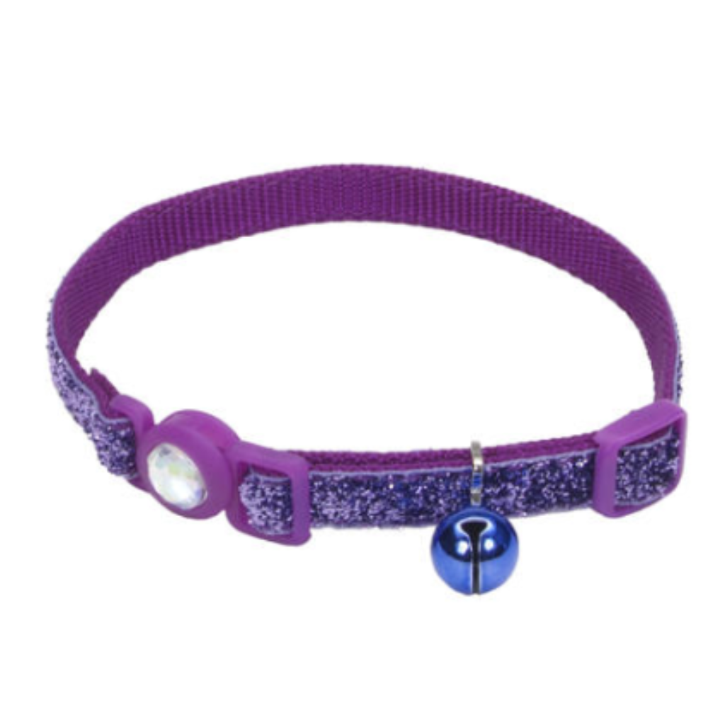 Jewel Buckle Adj Collar with Glitter Purple