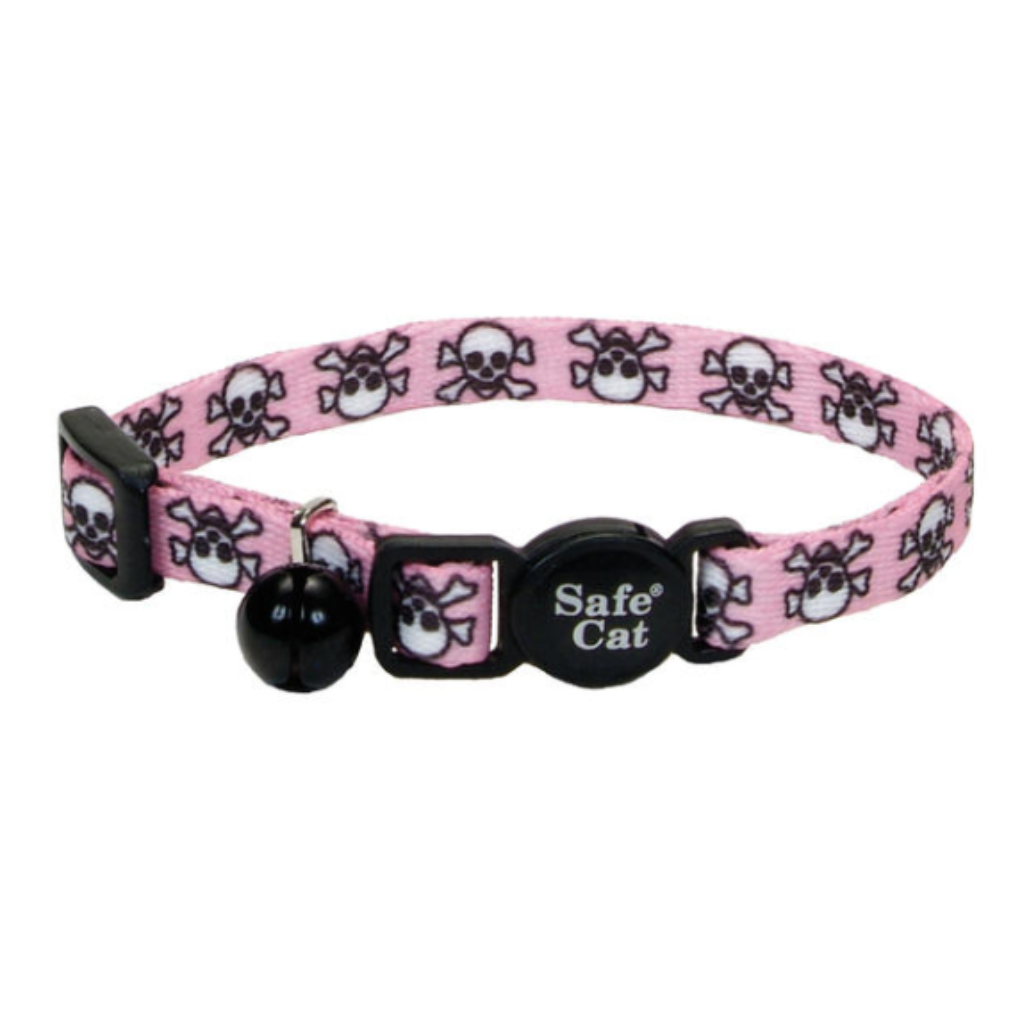 Li'l Pals Kitten Adj. Breakaway Collar Pink Skulls