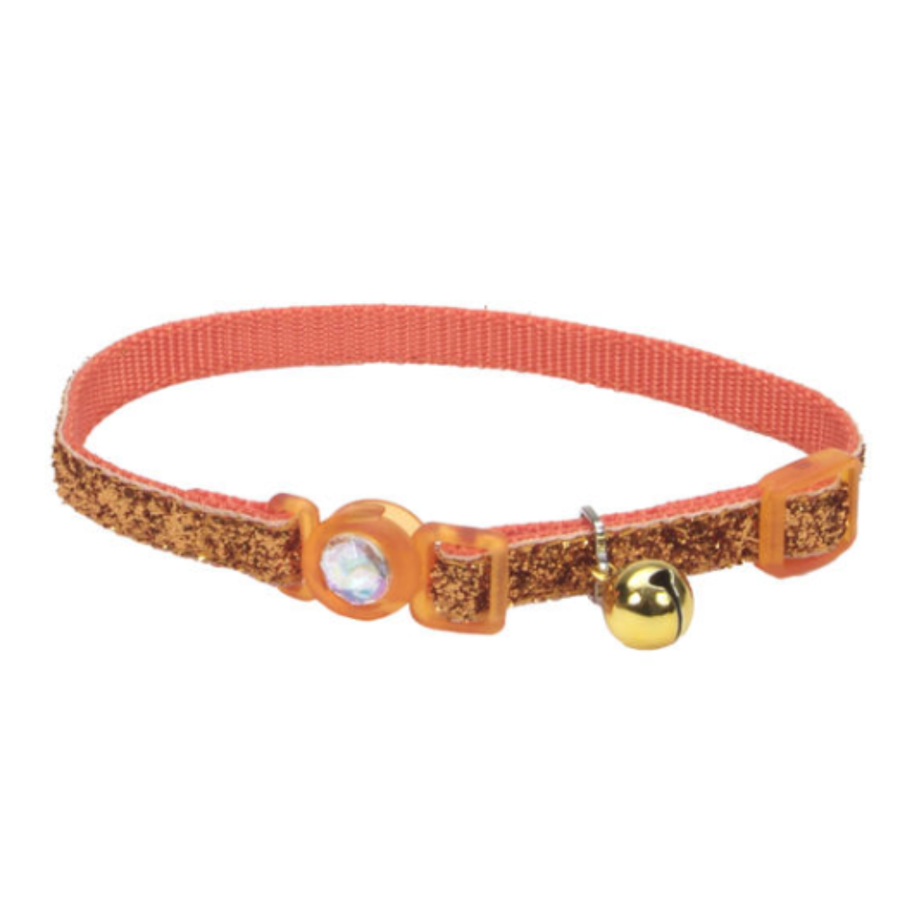 Jewel Buckle Adj Collar with Glitter Sunset Orange