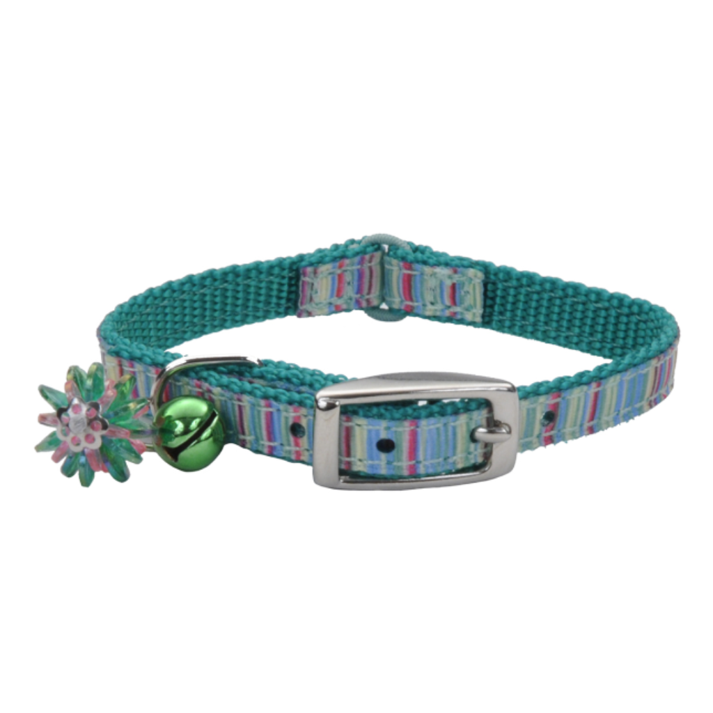 Li'l Pals Kitten Ribbon Safety Collar Green Stripe