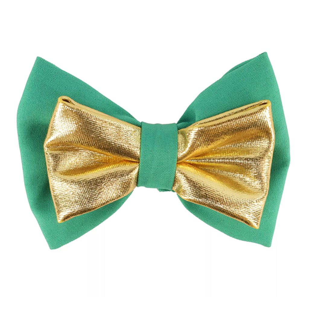 Metallic Collar Embellishment Green Bowtie