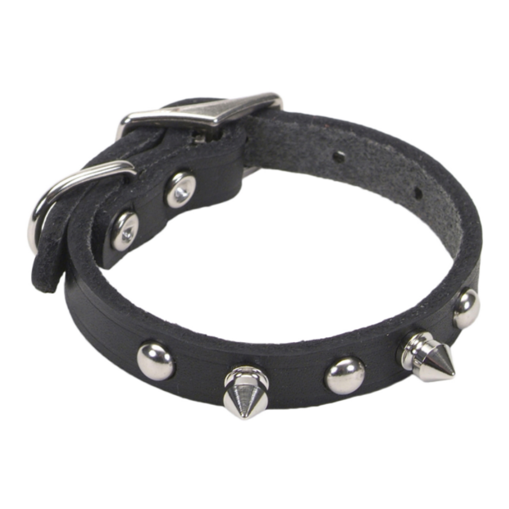 Circle T Oak Tanned Leather Spiked Collar Black