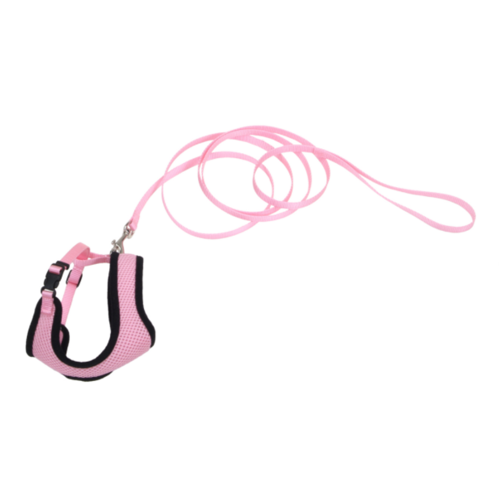 ComfortSoft Mesh Cat Harness Leash Bright Pink