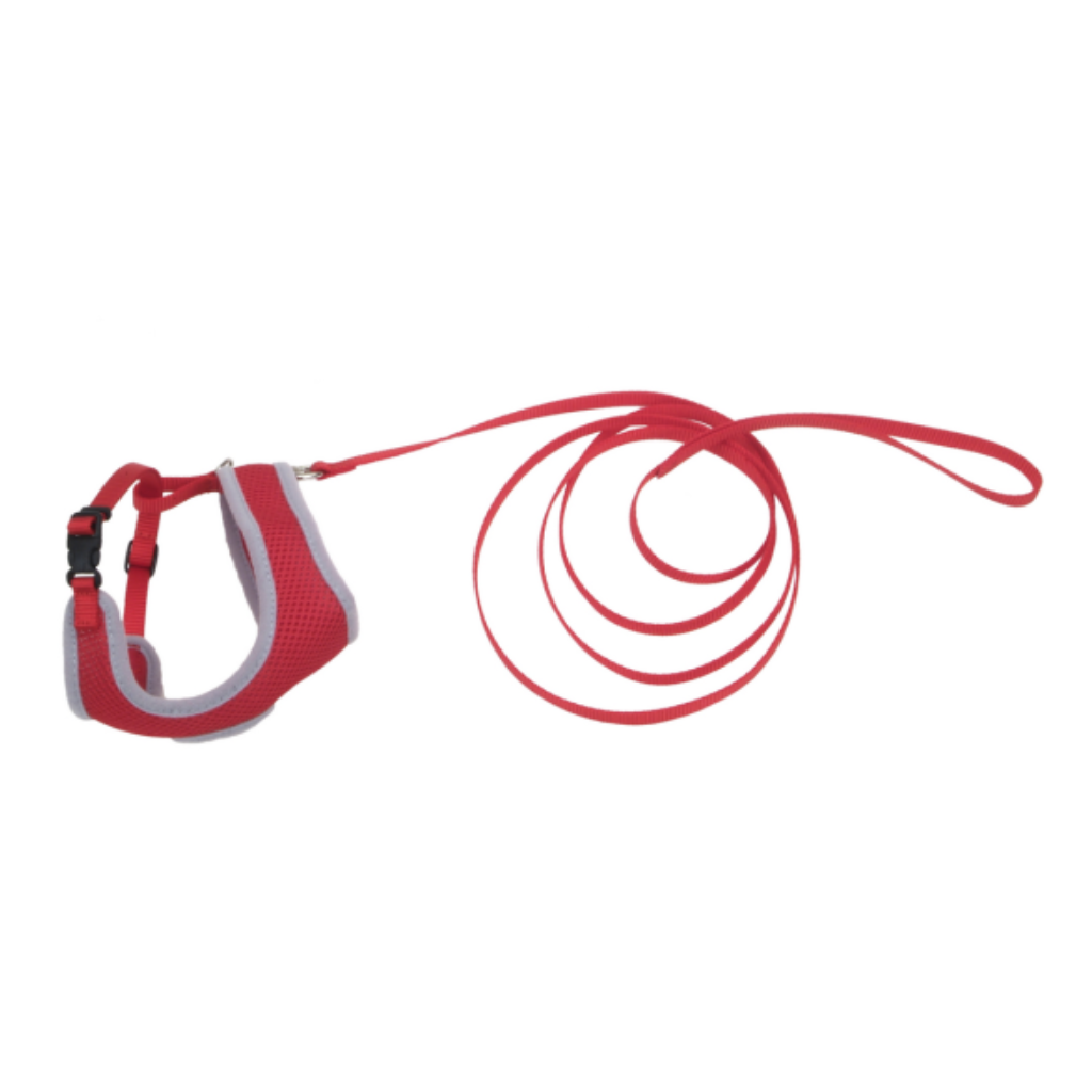 ComfortSoft Mesh Cat Harness Leash Red