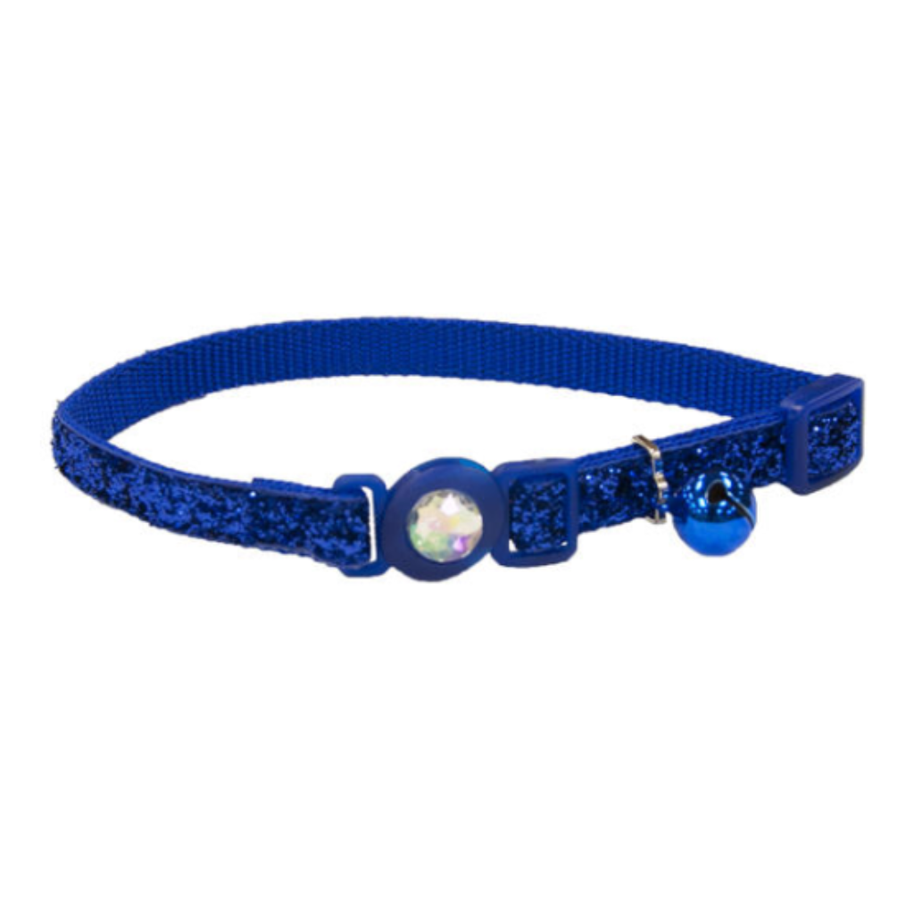 Jewel Buckle Adj Collar with Glitter Blue