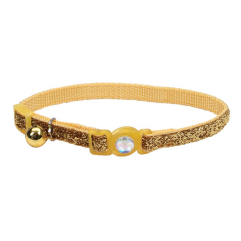 Jewel Buckle Adj Collar with Glitter Gold