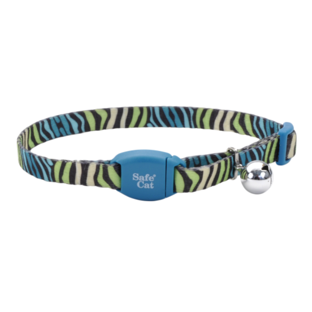 Safe Breakaway Collar Teal Zebra