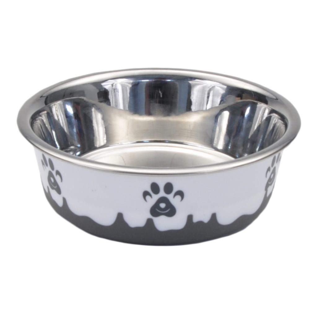 Maslow Design Bowl Paw Grey/White
