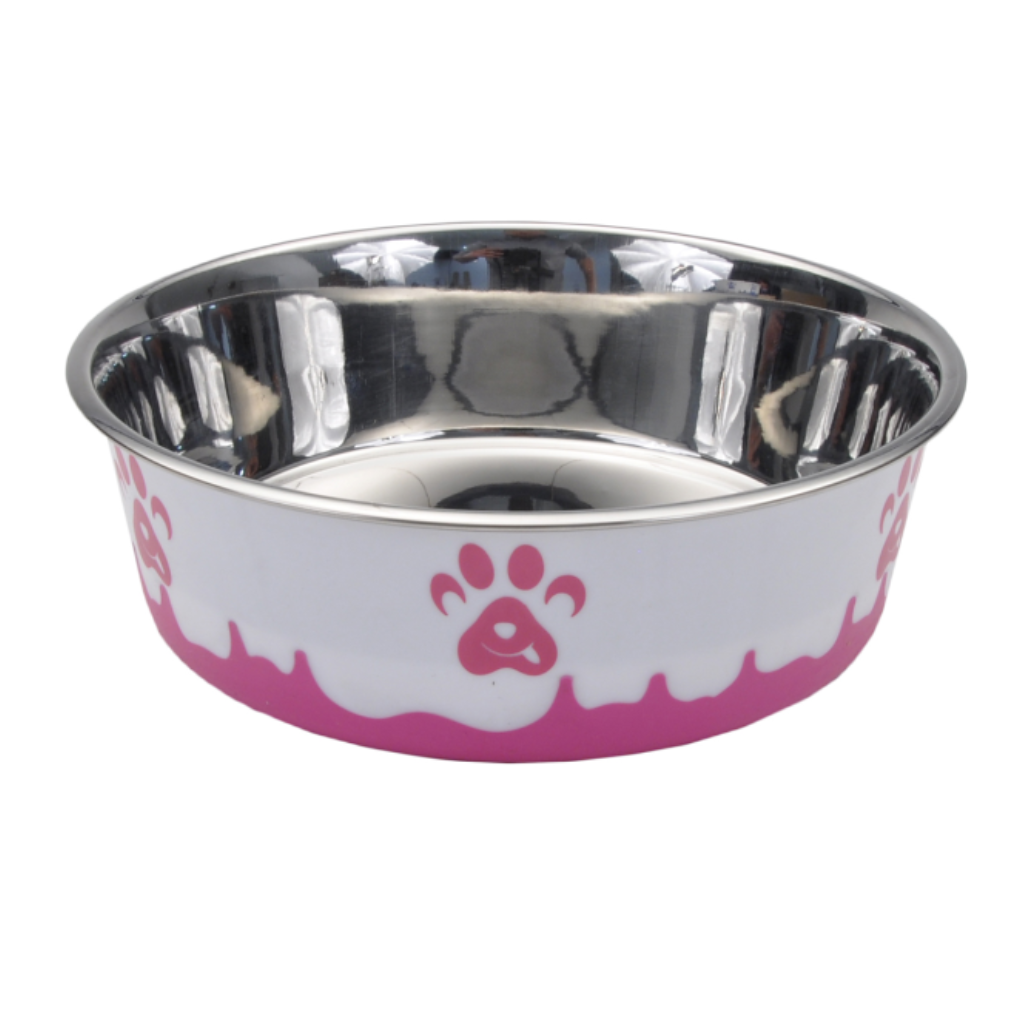Maslow Design Bowl Paw Pink/White