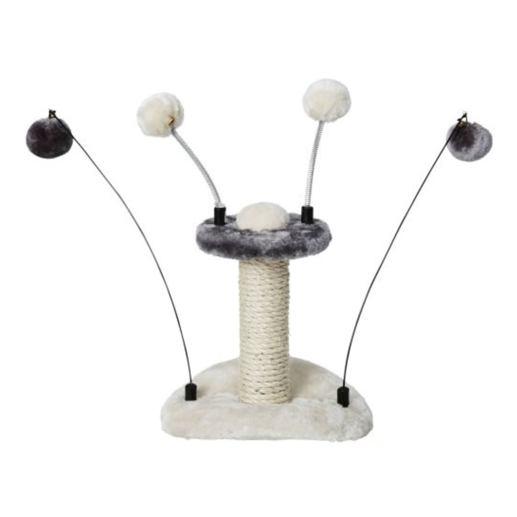 Mini Cat Tree Toy with Pompoms Gray