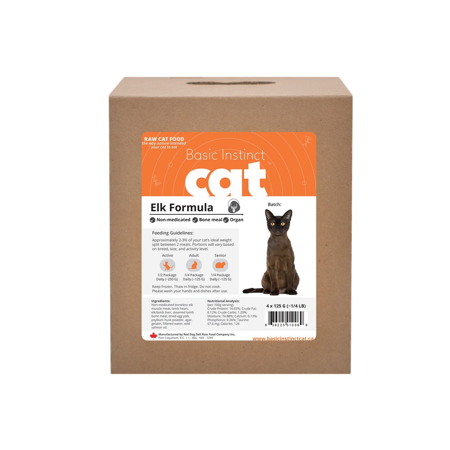 Basic Instinct - Non-Medicated Elk for Cats 16x125g packs
