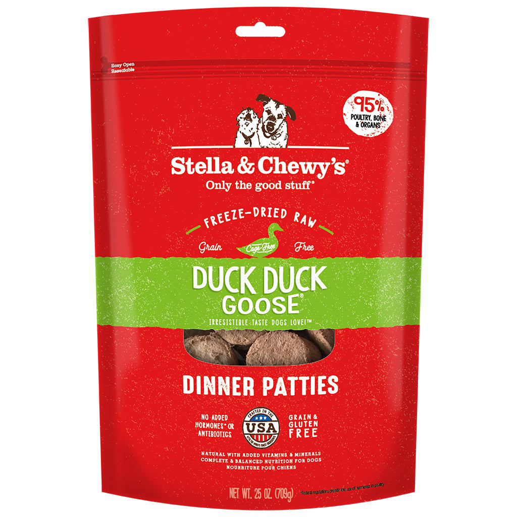 Stella and Chewy's Duck Duck Goose Freeze Dried Dinner Patties for dogs 25 oz.