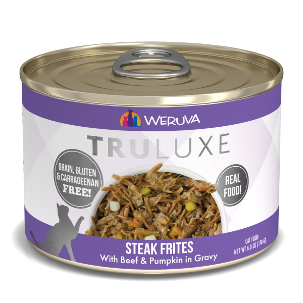 Weruva TruLuxe Steak Frites with Beef & Pumpkin Gravy for CATS 24 x 6 oz. cans