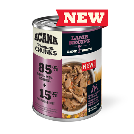 Premium Chunks Lamb Recipe in Bone Broth for Dogs 12x363gram cans
