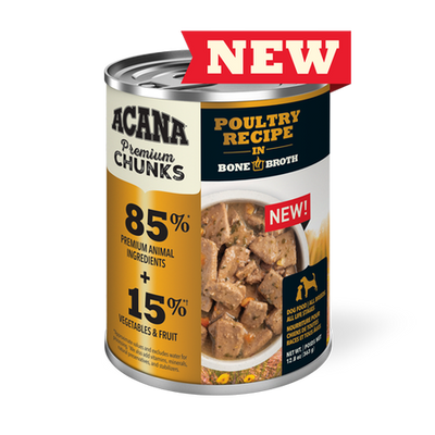 Premium Chunks Poultry Recipe in Bone Broth for Dogs 12x363gram cans