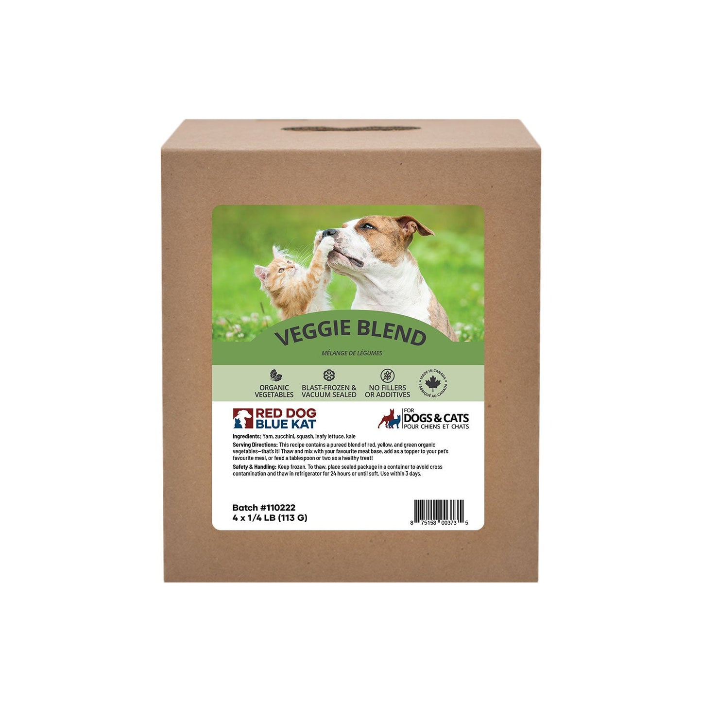 Red Dog Blue Kat Organic Veggies Dog 16 x 1/4 lb