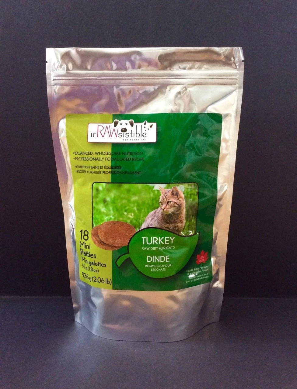 IrRAWsistible Turkey for cats 32 mini patties (Min 2 bag purchase or with another item)