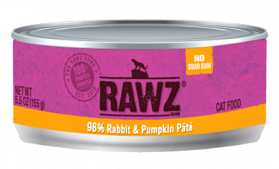 Rawz 96% Rabbit & Pumpkin Pate 24 x 5.5 oz cans for cats