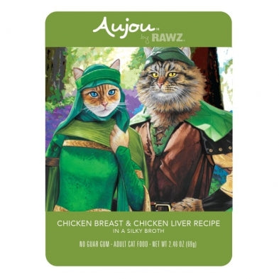 AUJOU by Rawz Chicken Breast & Chicken Liver Pouch for Cats 8x2.46oz