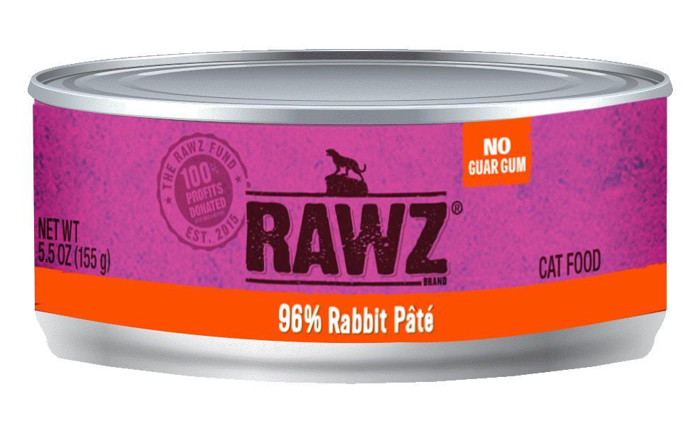 Rawz 96 Rabbit Pate Cat Food 24 x 5.5 oz Cans Naturally Urban