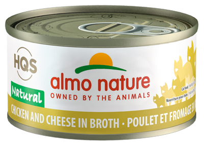 HQS NATURAL CAT - Chicken and Cheese in broth 24 X 70 gram cans
