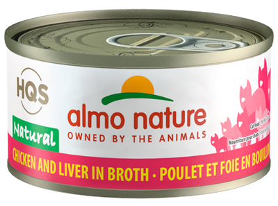HQS NATURAL CAT - Chicken and Liver in broth 24 X 70 gram cans