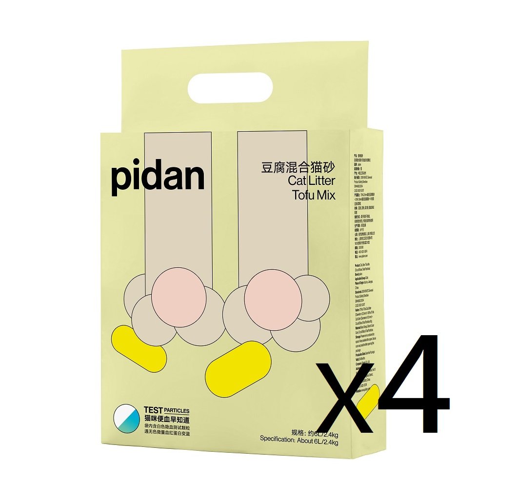 pidan  Tofu Cat Litter with Occult Blood Test Particles 4 x 2.4 Kg bags case