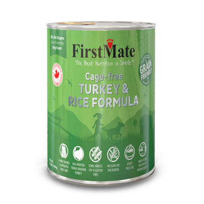 FirstMate’s Cage free Turkey and Rice for Dogs 12  x 12oz Cans