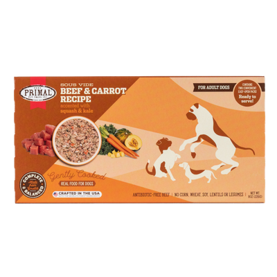 Primal Dog Gently Cooked Sous Vide Recipes 4/8oz pack Beef & Carrot 4/8oz