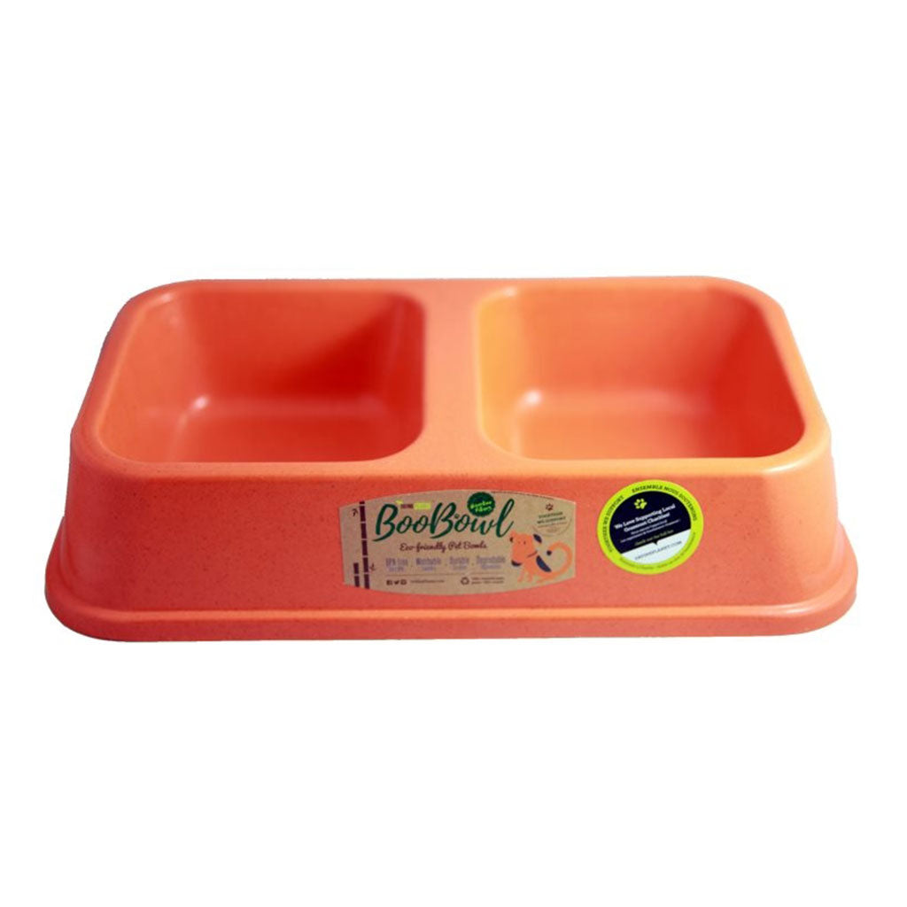 Dog Double BooBowl Rectangular Orange