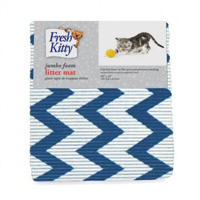 Foam Litter Mat Blue Chevron