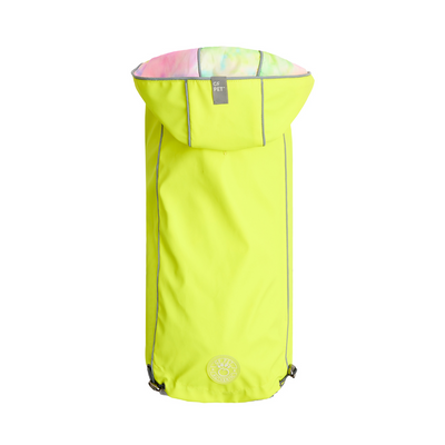 Reversible Raincoat Neon Yellow With Tie Dye