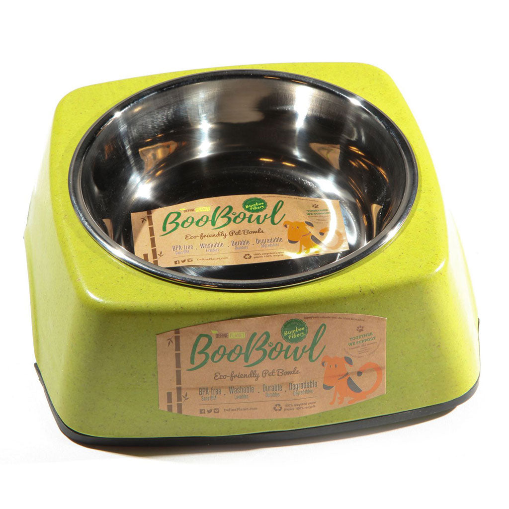 Dog BooBowl Stain Steel Rectangular Green