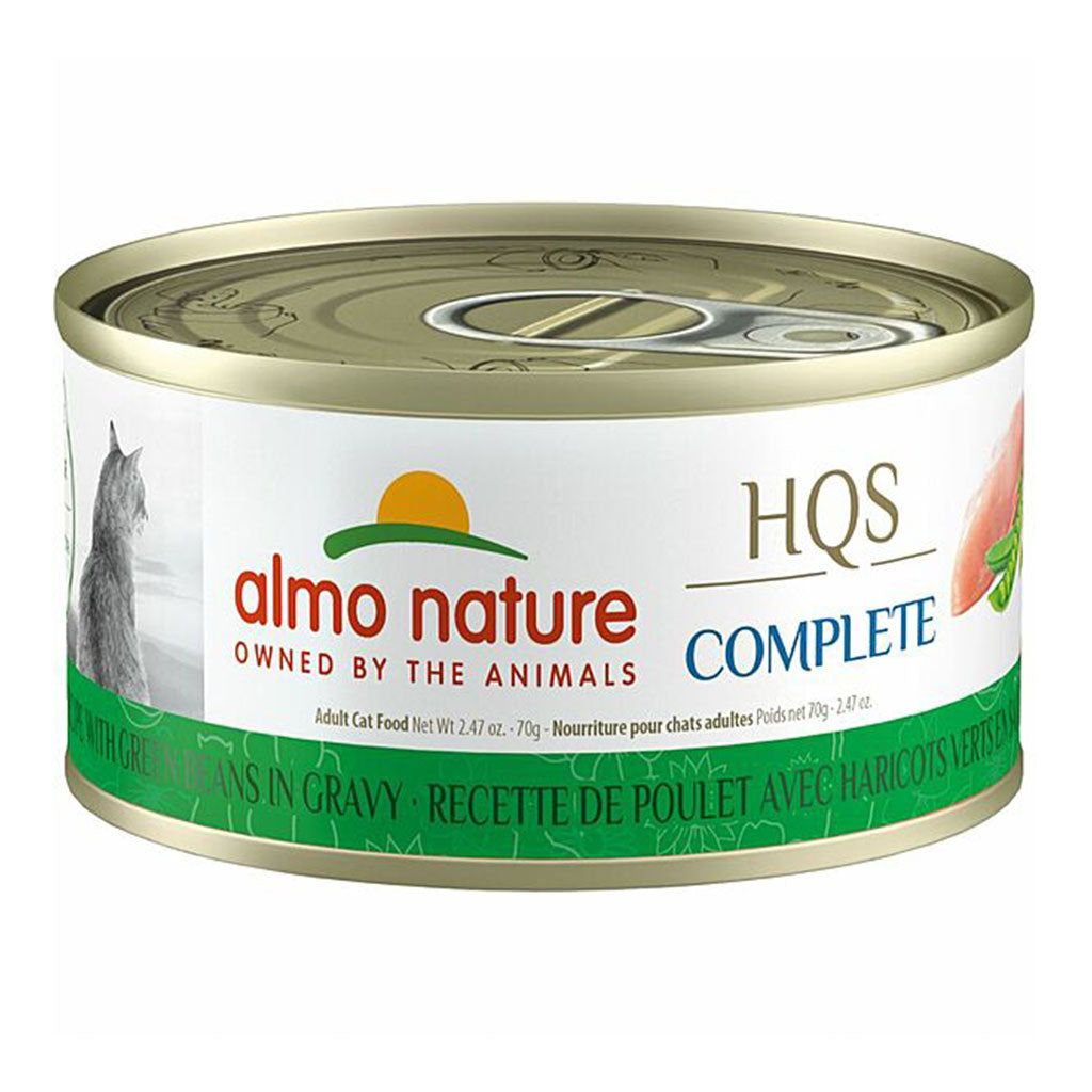 HQS COMPLETE CAT Chicken recipe with Green Bean in gravy 24 X 70 gram cans