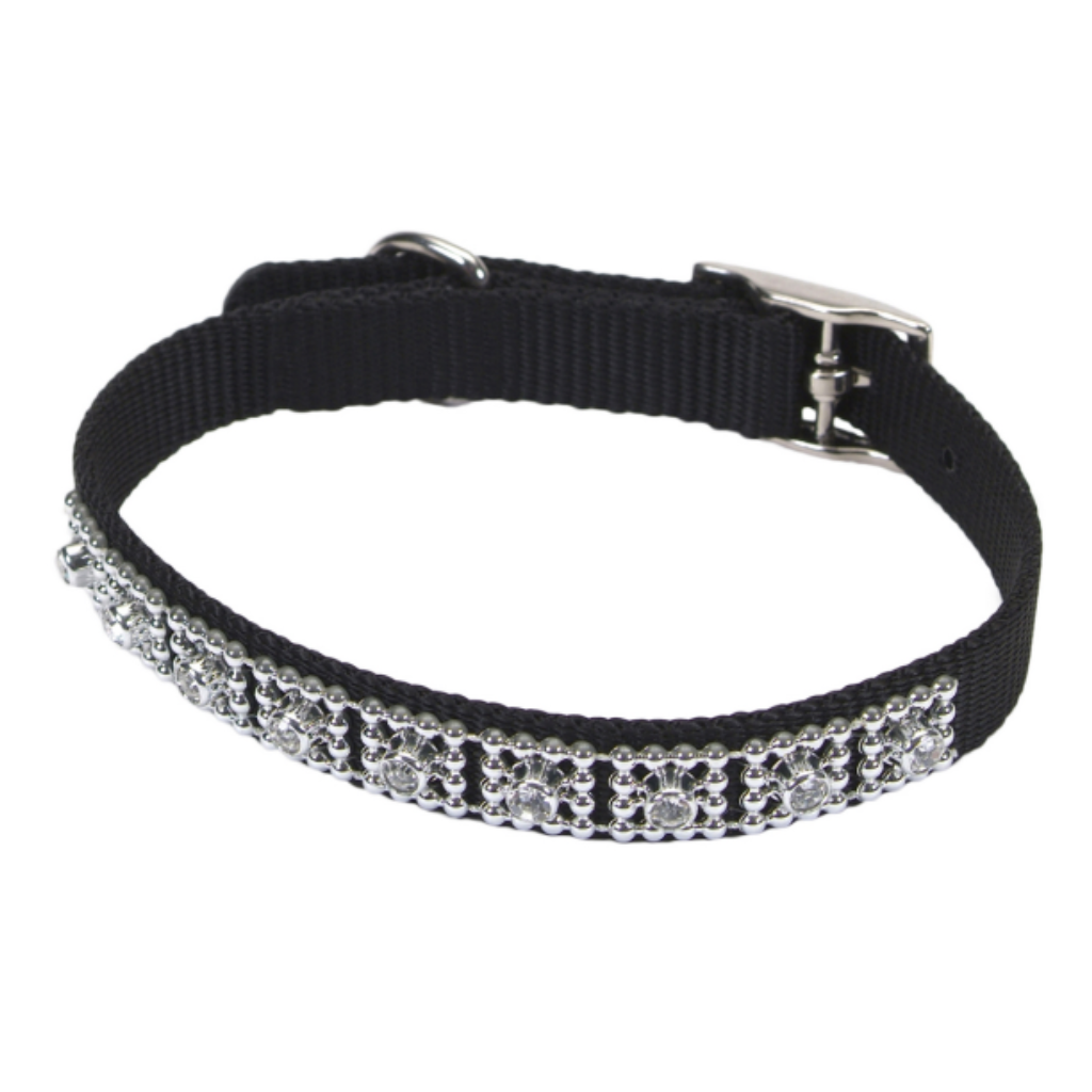 Nylon Jeweled Collar Black