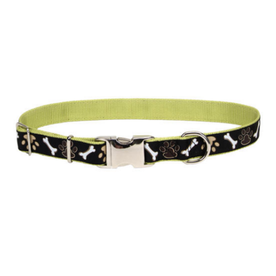 Pet Attire Ribbon Collar w Buckle Brown Paws