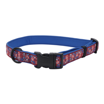 Adjustable Collar Neoprene  Red & Blue Paws
