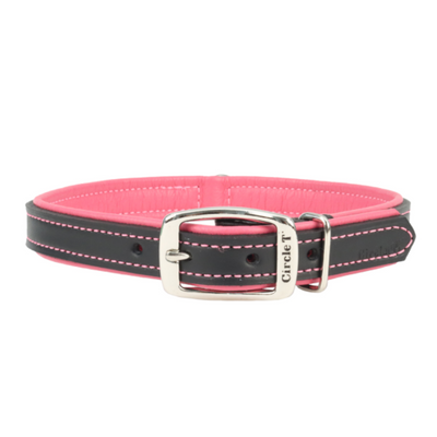 Double-Ply Leather Collar Black & Rose