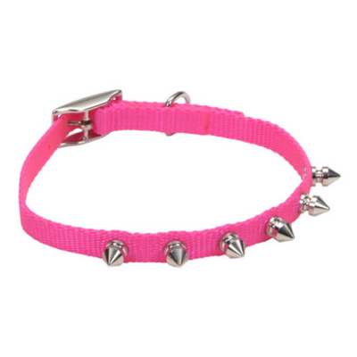 Li'l Pals Spiked Nylon Collar Neon Pink