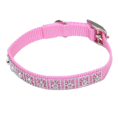 Nylon Jeweled Collar Bright Pink
