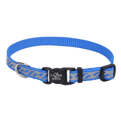 LazerBrite Reflective Collar Blue Lagoon Waves