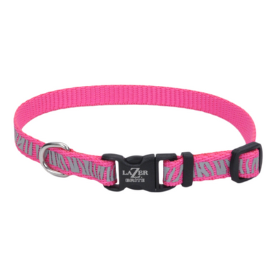 Lazer Brite Reflective Collar Pink Zebra