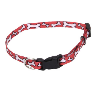 Li'l Pals Adjustable Nylon Collar Red Bone