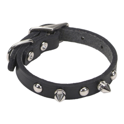 Circle T Oak Tanned Leather Spiked Collar Black